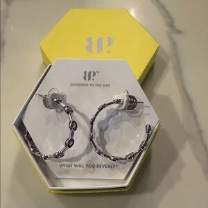BP Silver and Purple Hoop Earrings